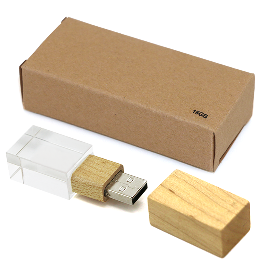 usb 16 gb  personalisable en bois et cristal