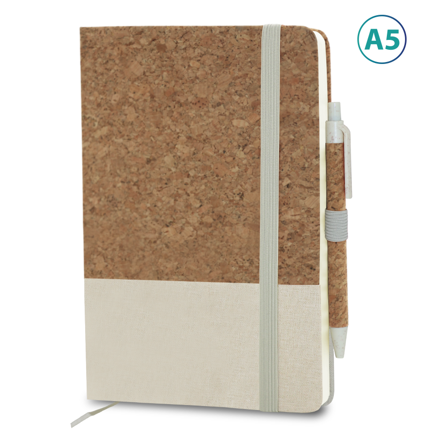 notebook a5 mi liège et mi tissu avec stylo