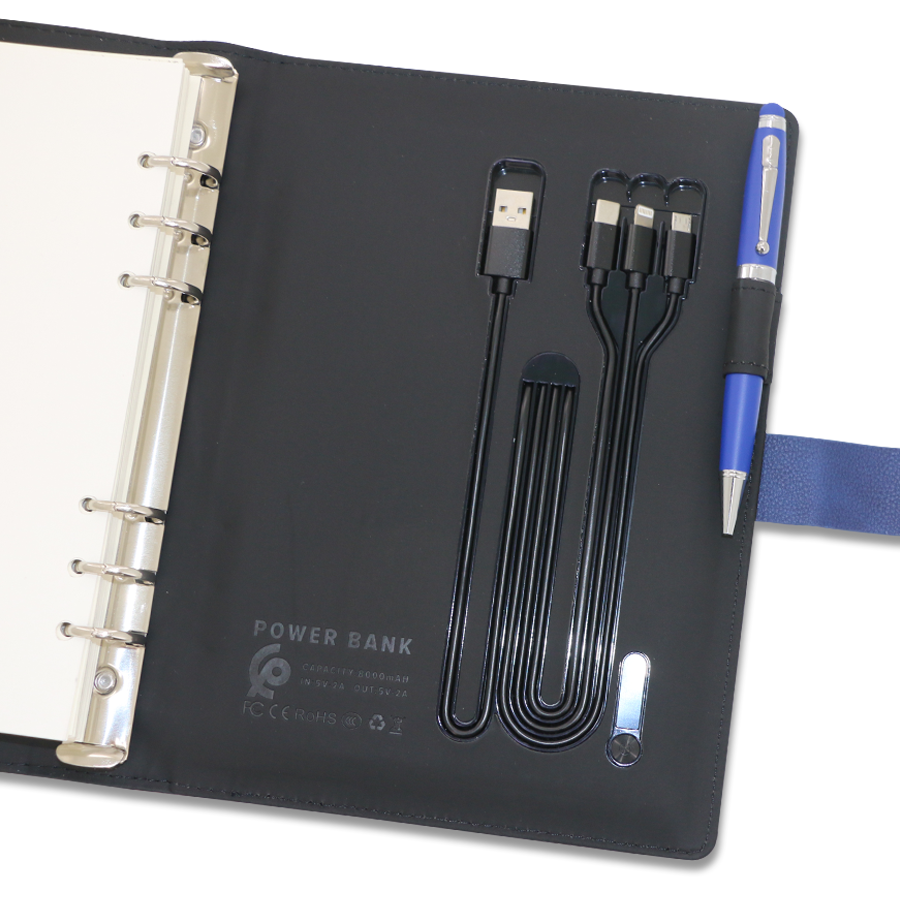 coffret note book a5  avec powerbank wireless