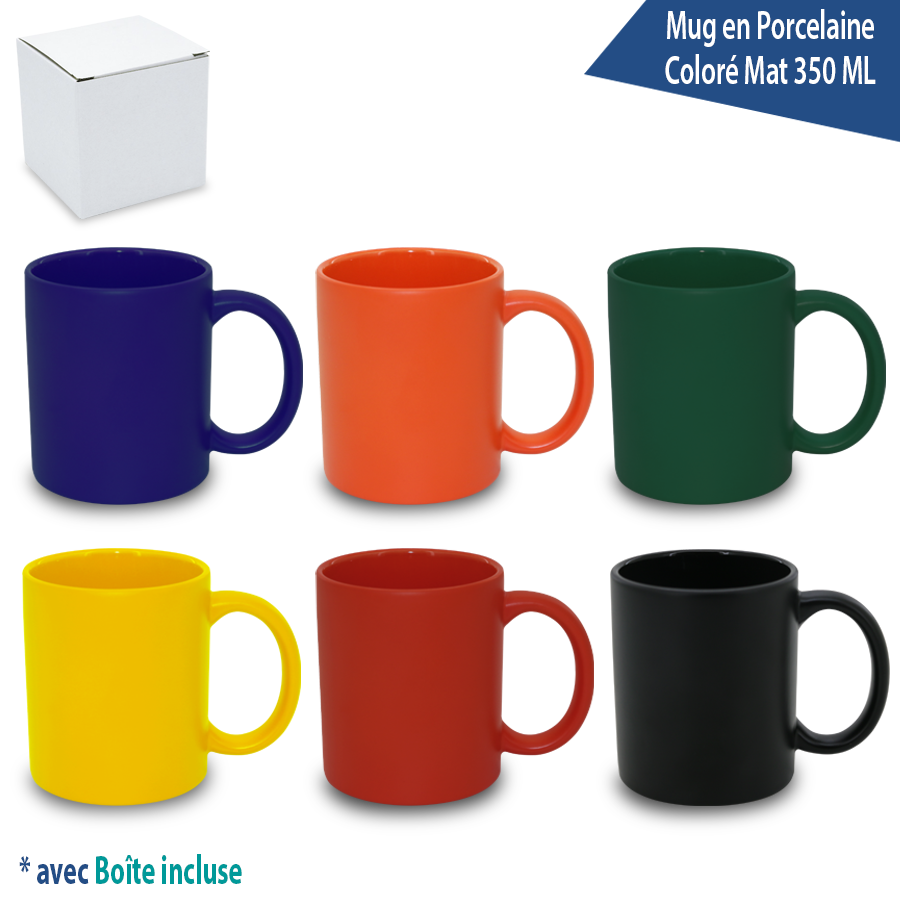 mug en porcelaine coloré 320 ml avec boîte