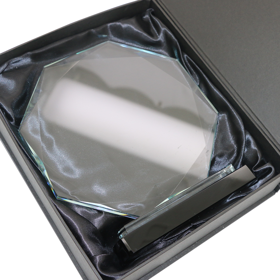 trophée en verre forme octogone