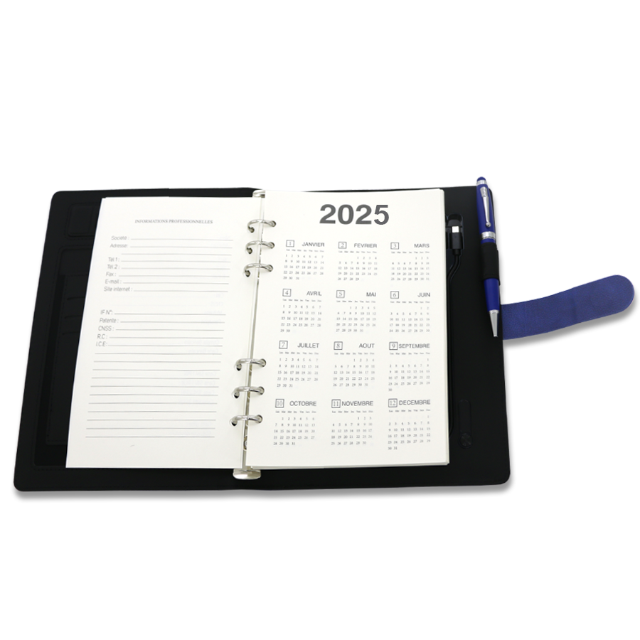 coffret note book a5  avec powerbank wireless